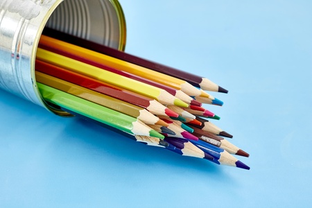A studio close up photo of coloring pencilsの写真素材