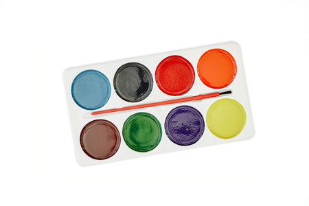 A studio photo of a childs paint set