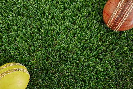 A studio photo of cricket gear on grassの写真素材