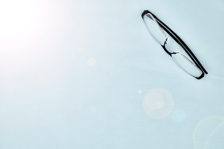 A studio photo of black reading glassesの写真素材