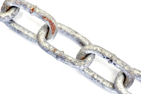 A studio photo of a metal chain