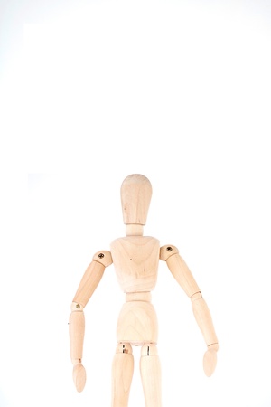 A studio photo of a wooden toy mannequinの写真素材