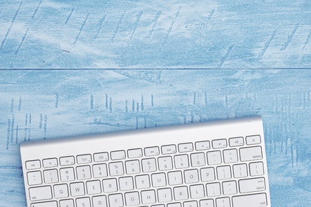 A studio photo of a wireless computer keyboardの写真素材