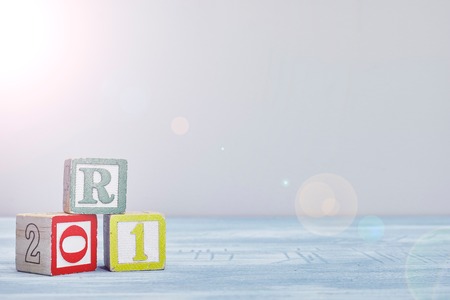 A studio photo of wooden alphabet lettersの写真素材