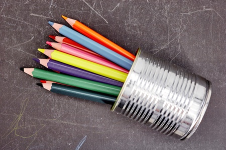 A studio close up photo of coloring pencilsの写真素材