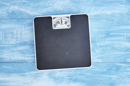 A studio photo of bathroom body scalesの写真素材