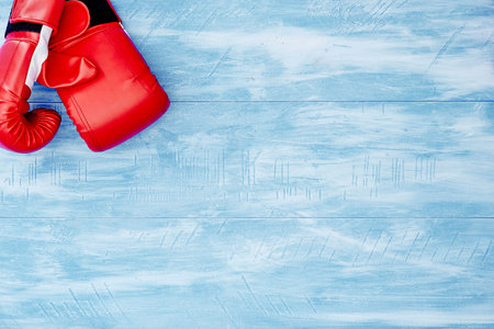 A studio photo of boxing glovesの写真素材