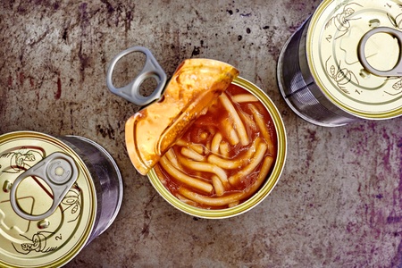 A studio photo of canned foodの写真素材