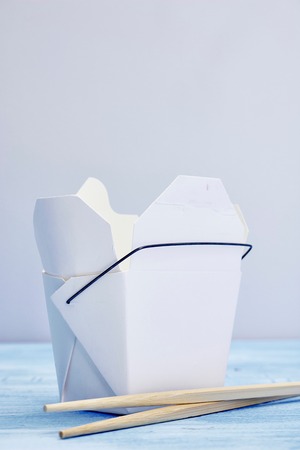 A studio photo of asian takaway cartonsの写真素材