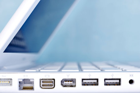 A studio photo of laptop portsの写真素材