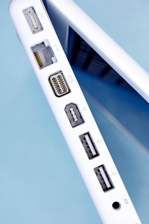 A studio photo of laptop portsの写真素材