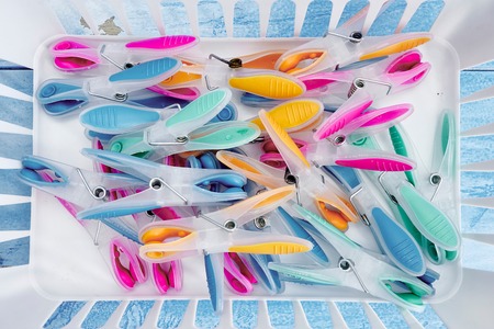 A studio photo of a washing basketの写真素材