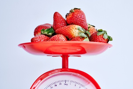 A studio photo of fresh strawberriesの写真素材