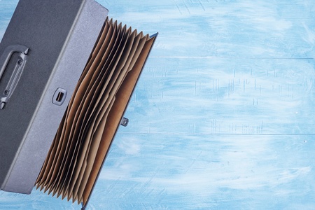 A studio photo of a expantion filing boxの写真素材