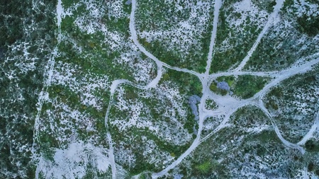 A photo of coastline from an areial droneの写真素材