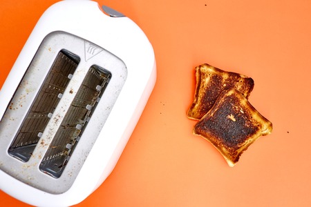 A studio photo of burnt toastの写真素材