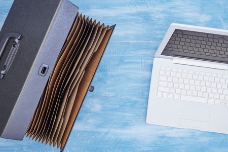 A studio photo of a expantion filing boxの写真素材