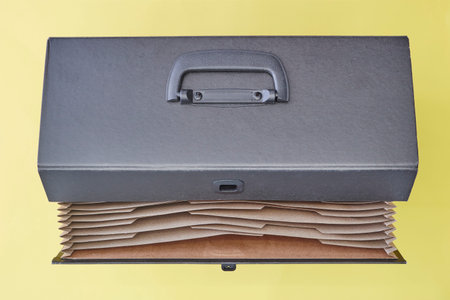 A studio photo of a expantion filing boxの写真素材