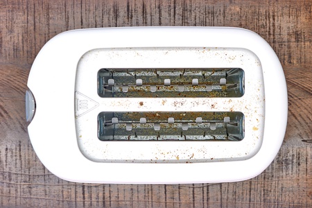 A studio photo of a white toasterの写真素材