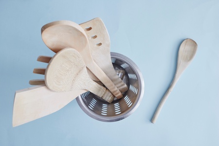 A studio photo of wooden utensilsの写真素材