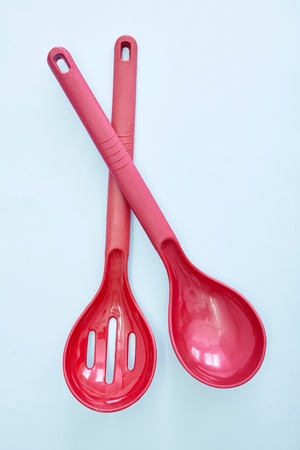 A studio photo of serving spoonsの写真素材