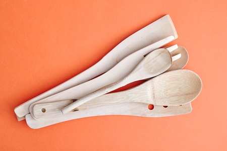 A studio photo of wooden utensilsの写真素材