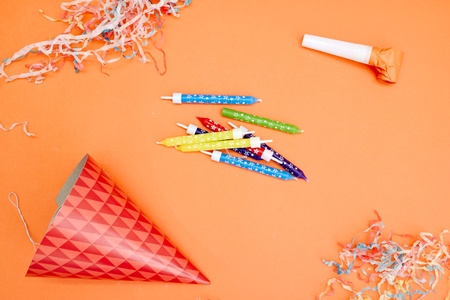 A studio photo of birthday candlesの写真素材