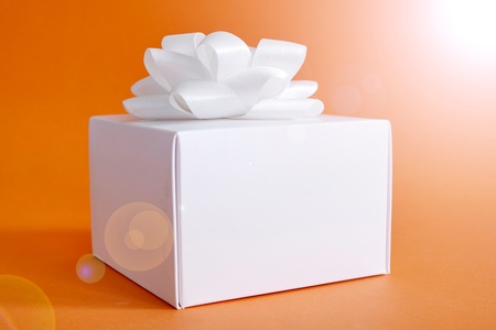 A studio photo of a gift wrapped presentの写真素材