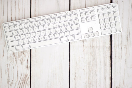 A studio photo of a computer keyboard