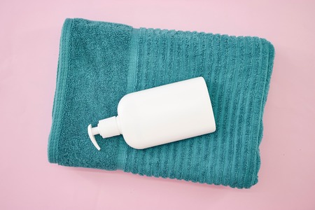 A studio photo of bath towelsの写真素材