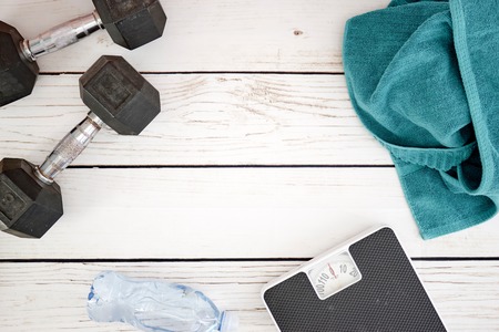 A studio photo of gym dumbellsの写真素材