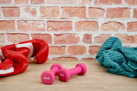 A studio photo of gym equipmentの写真素材