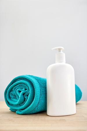 A studio photo of bath towelsの写真素材