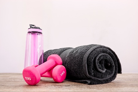 A studio photo of a black bathing towelの写真素材