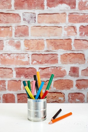 A studio close up photo of coloring pencilsの写真素材