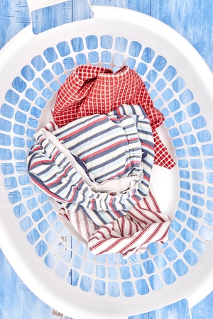 A studio photo of a laundry Basketの写真素材