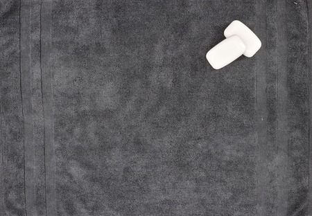 A studio photo of a black bathing towelの写真素材