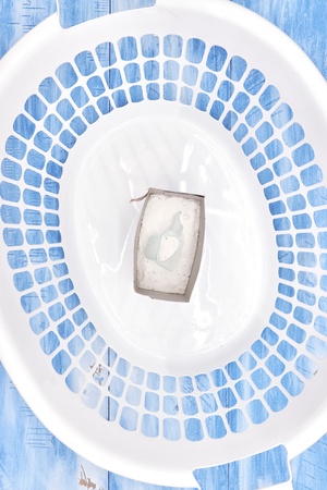 A studio photo of a laundry Basketの写真素材