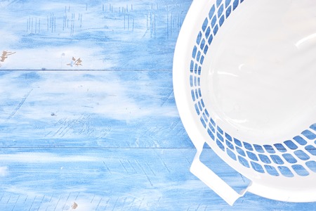 A studio photo of a laundry Basketの写真素材