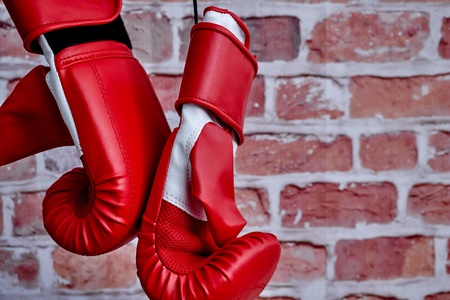 A studio photo of boxing glovesの写真素材
