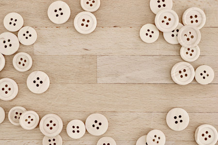 A studio photo of wooden buttons