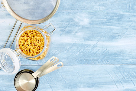 A studio photo of dry pasta noodles