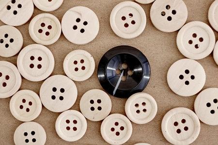 A studio photo of wooden buttons