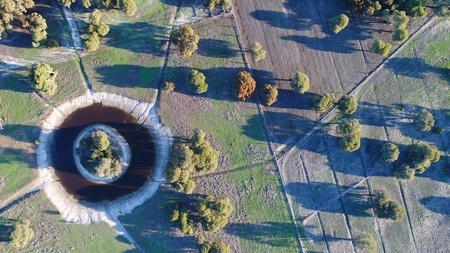 Aerial drone photo of a rural settingの写真素材