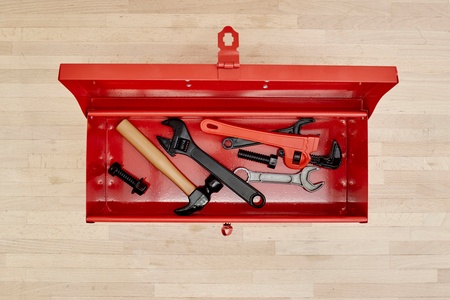 A studio photo of a industrial tool boxの写真素材