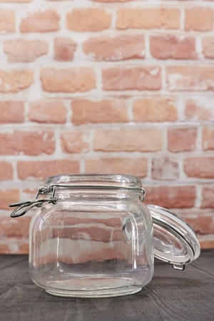 A studio photo of a glass jarの写真素材