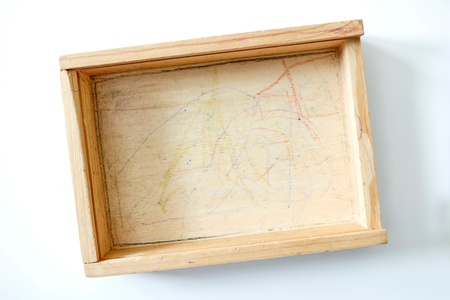 A studio photo of a wooden starage boxの写真素材