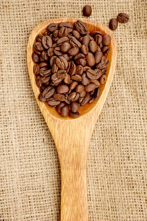A close up studio photo of roasted coffee beansの写真素材