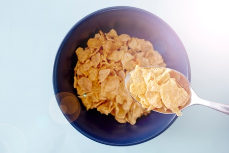 A studio photo of breakfast flakesの写真素材