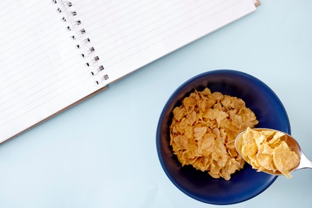 A studio photo of breakfast flakesの写真素材